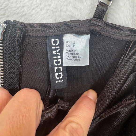 H&M Divided Crop Top Womens Size Small Black Sating Whimsigoth Coquette - Picture 2 of 14